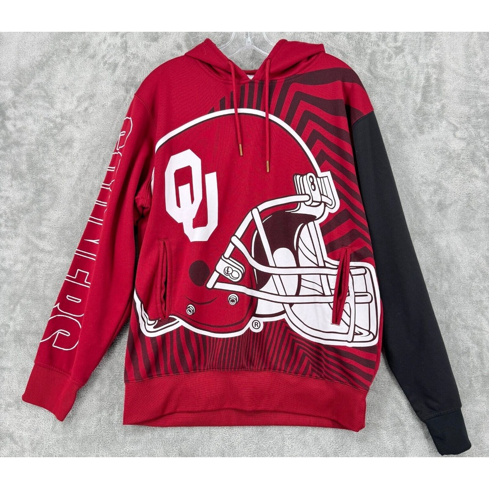 Oklahoma Sooners Hoodie Mens Large NCAA Oklahoma All Over Print Sweatshirt Red